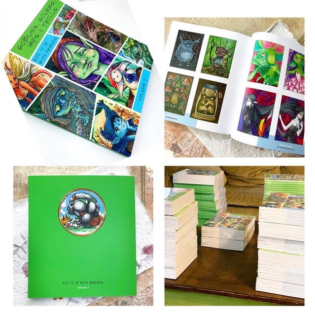 ATC It Up With Friends - Volume 1 - Goblins, Golems, Imps & Trolls - Community Collaborative Art Book full view