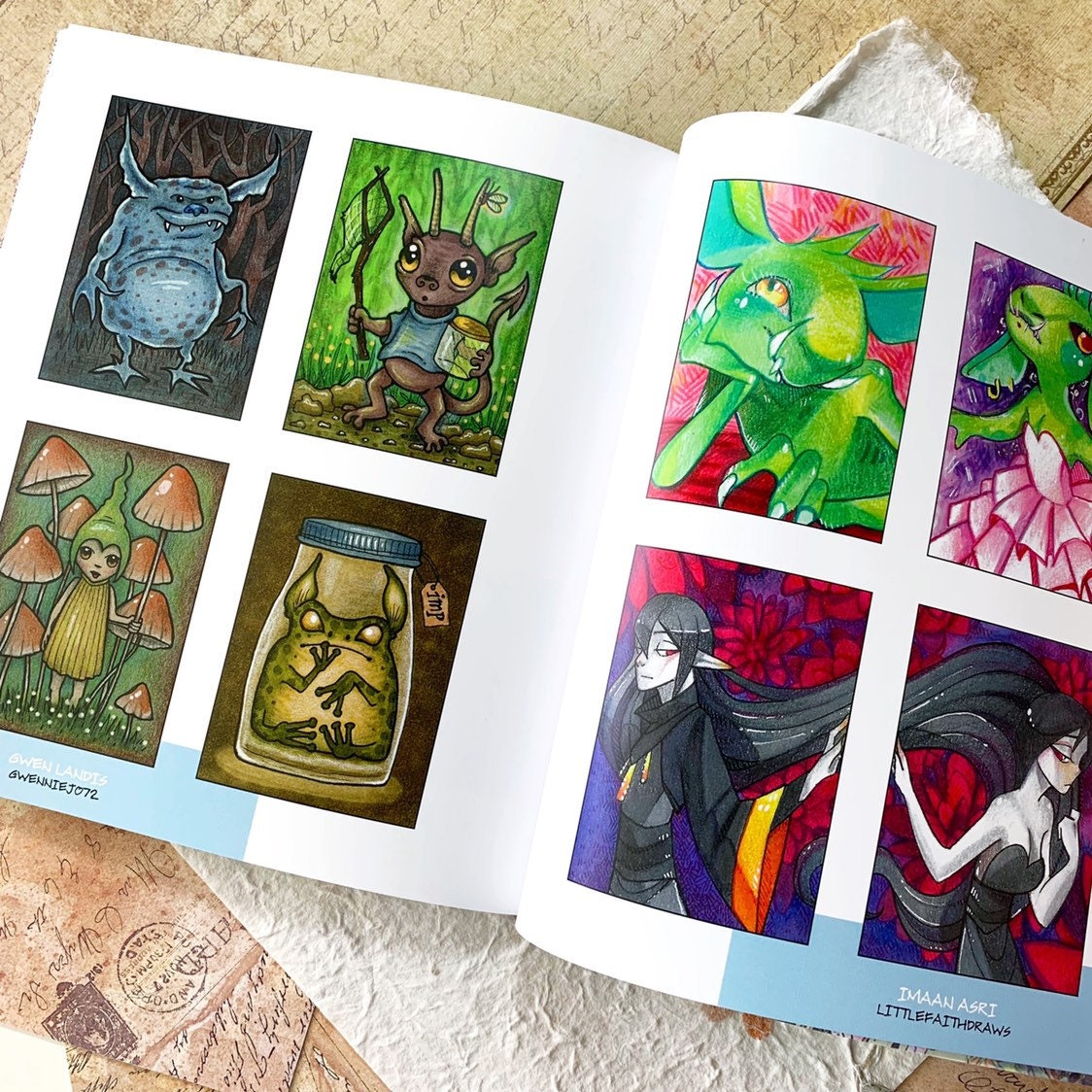 ATC It Up With Friends - Volume 1 - Goblins, Golems, Imps & Trolls - Community Collaborative Art Book interior 3