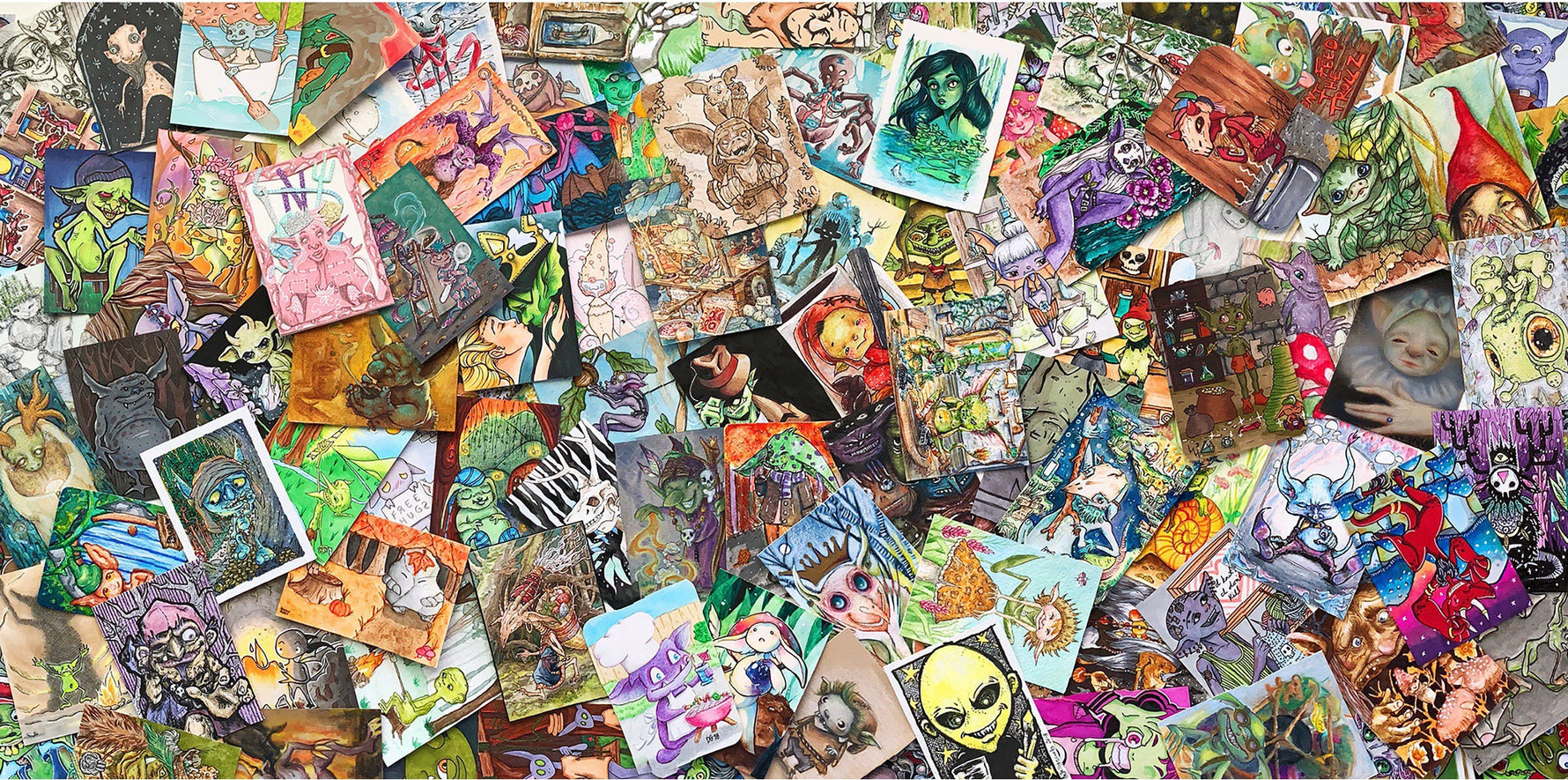 ATC It Up With Friends - Volume 1 - Goblins, Golems, Imps & Trolls - Community Collaborative Art Book variety view