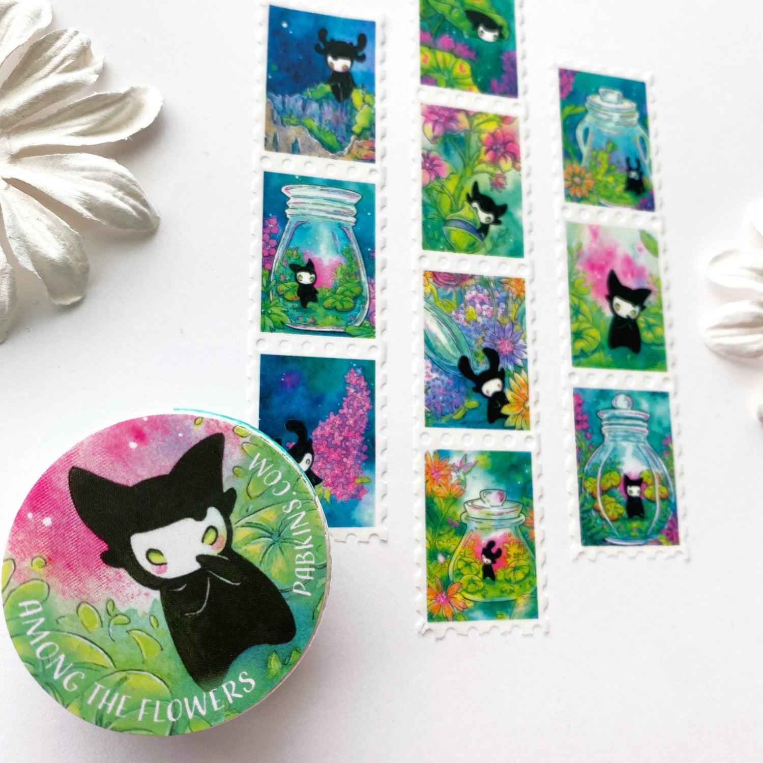Among the Flowers - Stamp Style Washi Tape front view