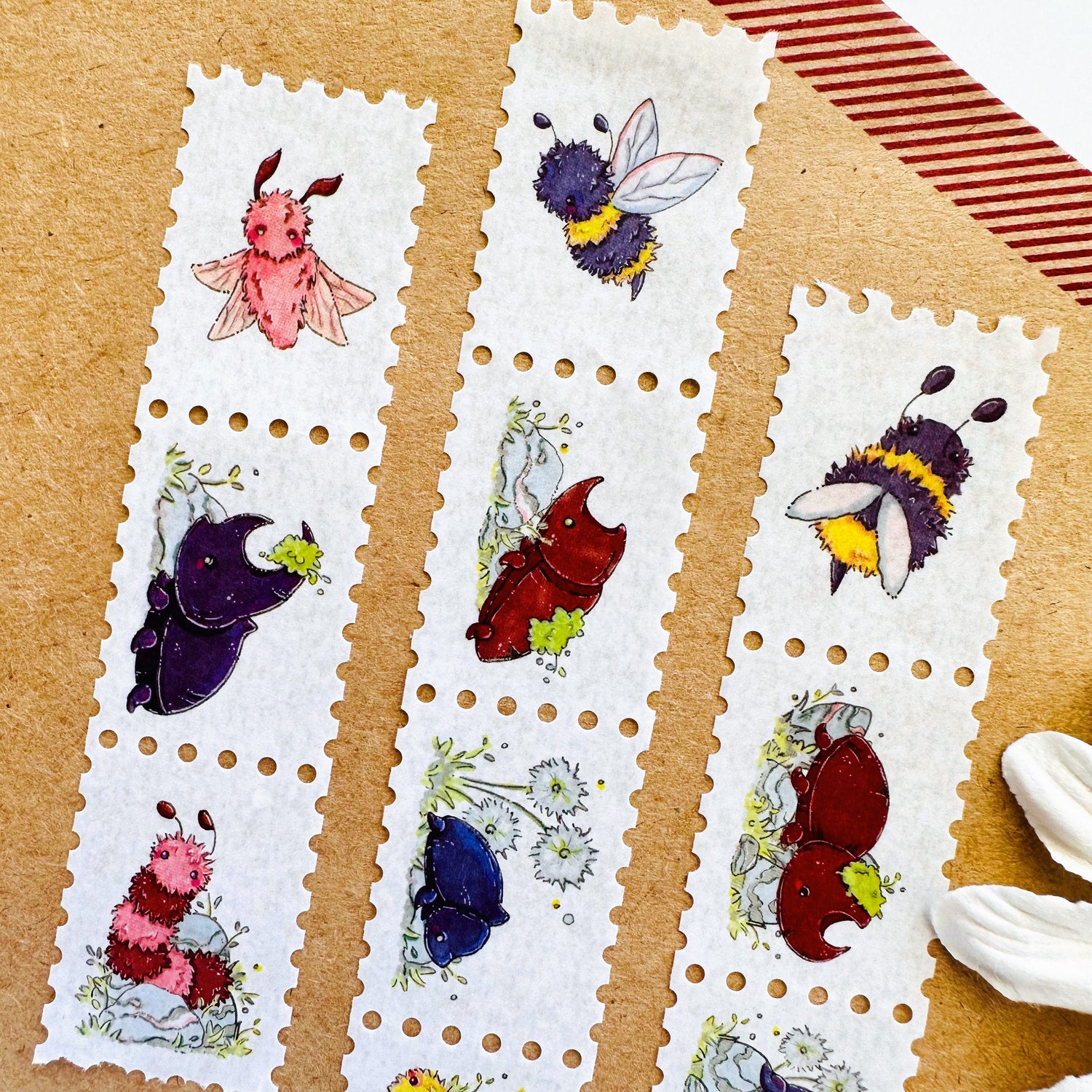 Beetles and Bugs - Stamp Style Washi Tape Closeup