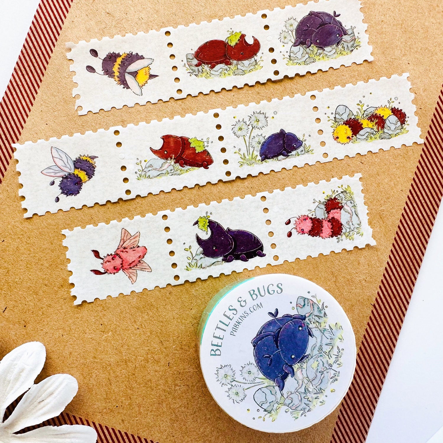 Beetles and Bugs - Stamp Style Washi Tape Full View
