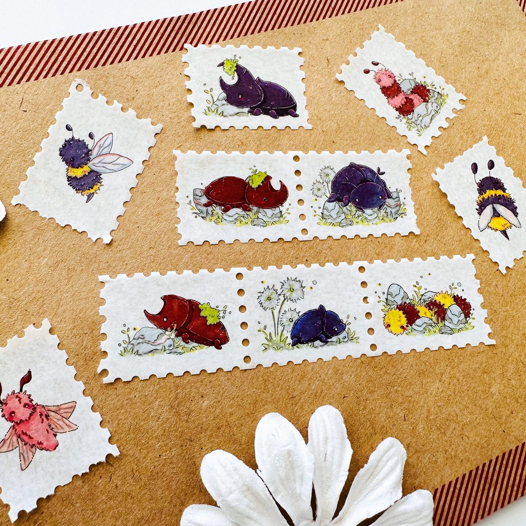 Beetles and Bugs - Stamp Style Washi Tape Full View 2