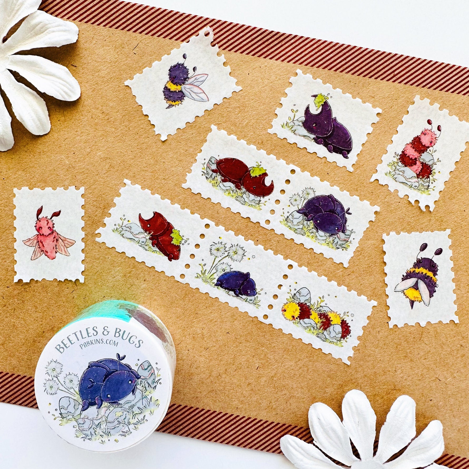 Beetles and Bugs - Stamp Style Washi Tape Full View 3