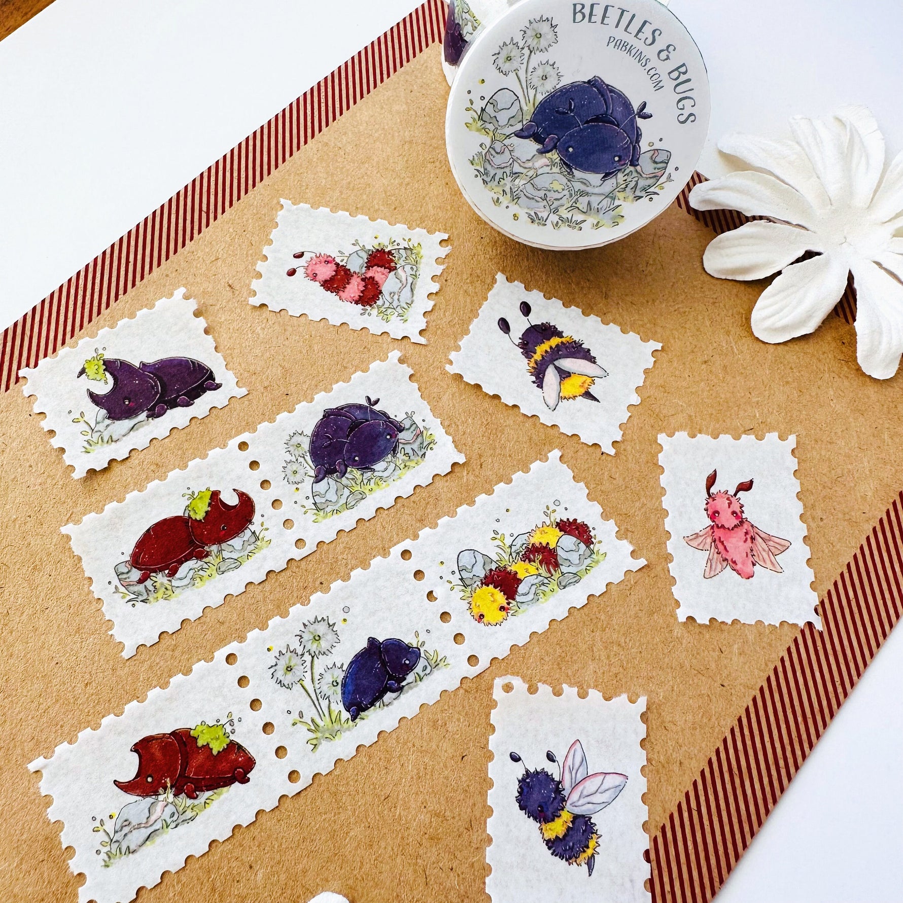 Beetles and Bugs - Stamp Style Washi Tape Full View 4