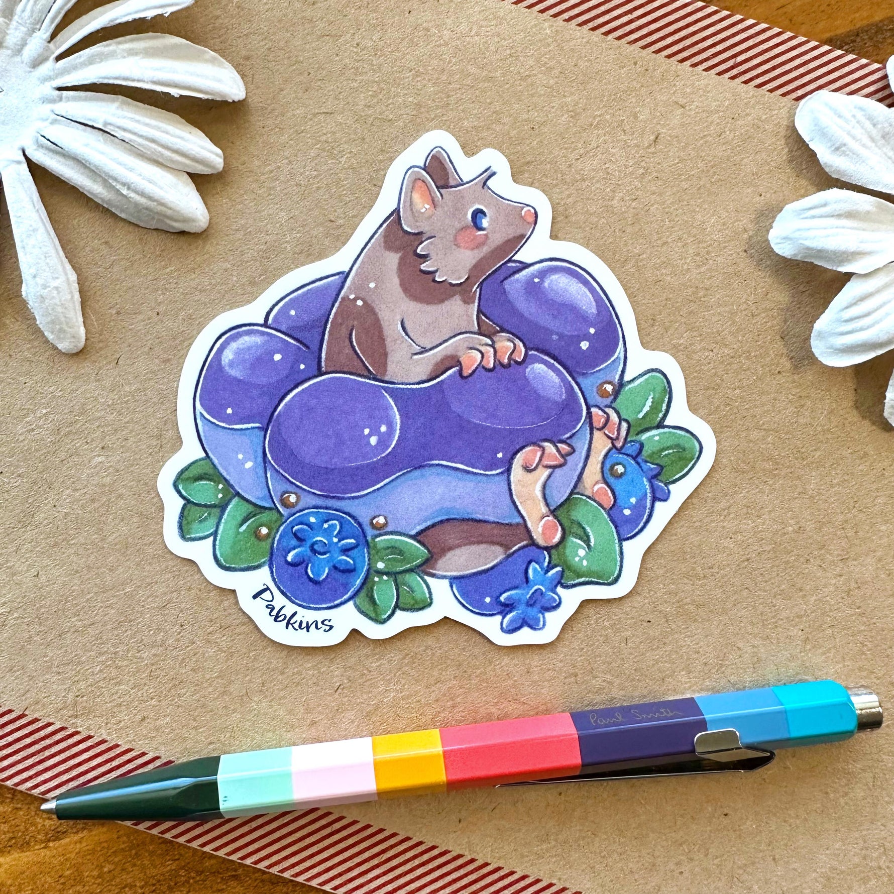Blueberry Mochi Donut - vinyl sticker Front View