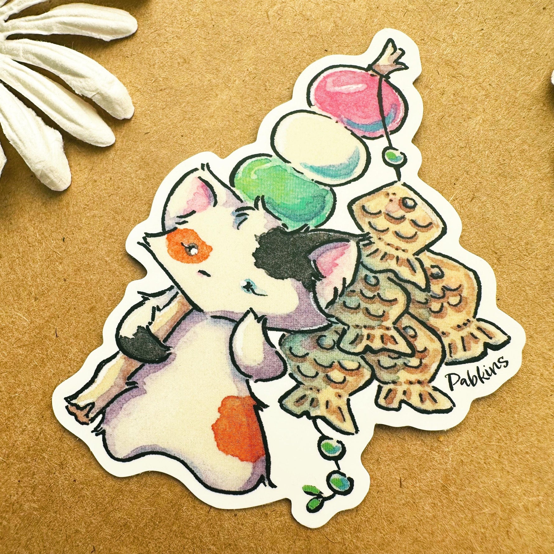 Cat Snack Fisher - vinyl sticker Alt View