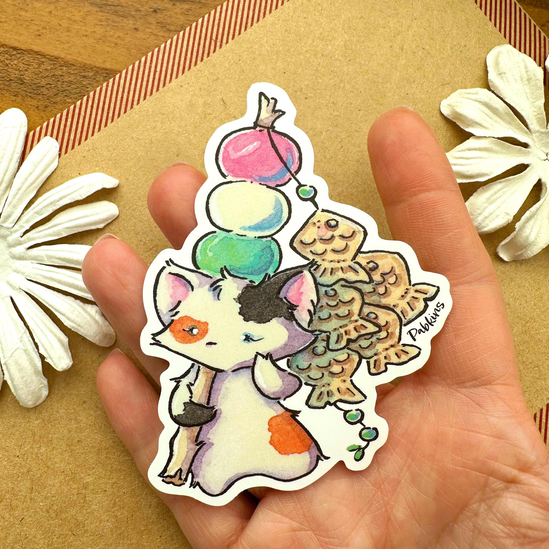 Cat Snack Fisher - vinyl sticker Alt View 2