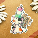 Cat Snack Fisher - vinyl sticker Front View