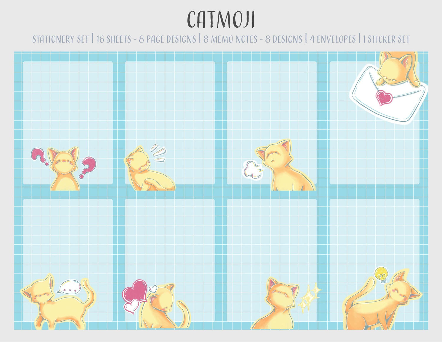 Catmoji Postal Cats - Stationery set Single