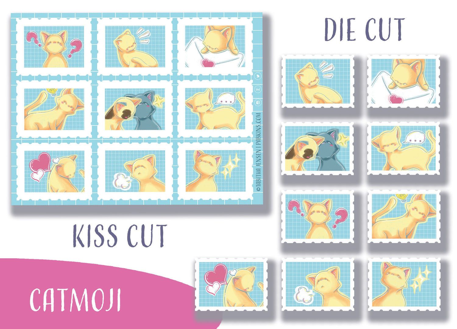 Catmoji Postal Cats - vinyl sticker sheet Front