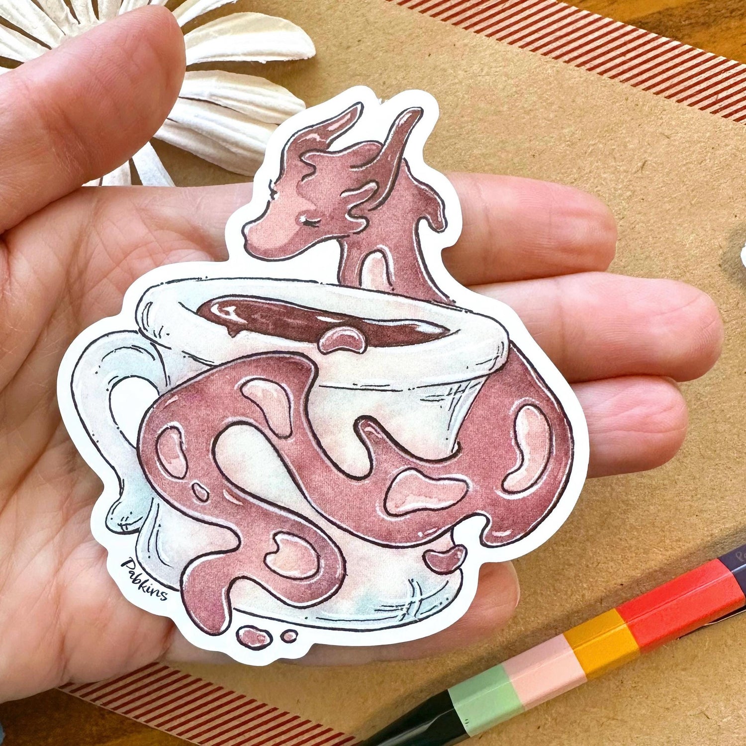 Coffee Dragon - vinyl sticker Alt View