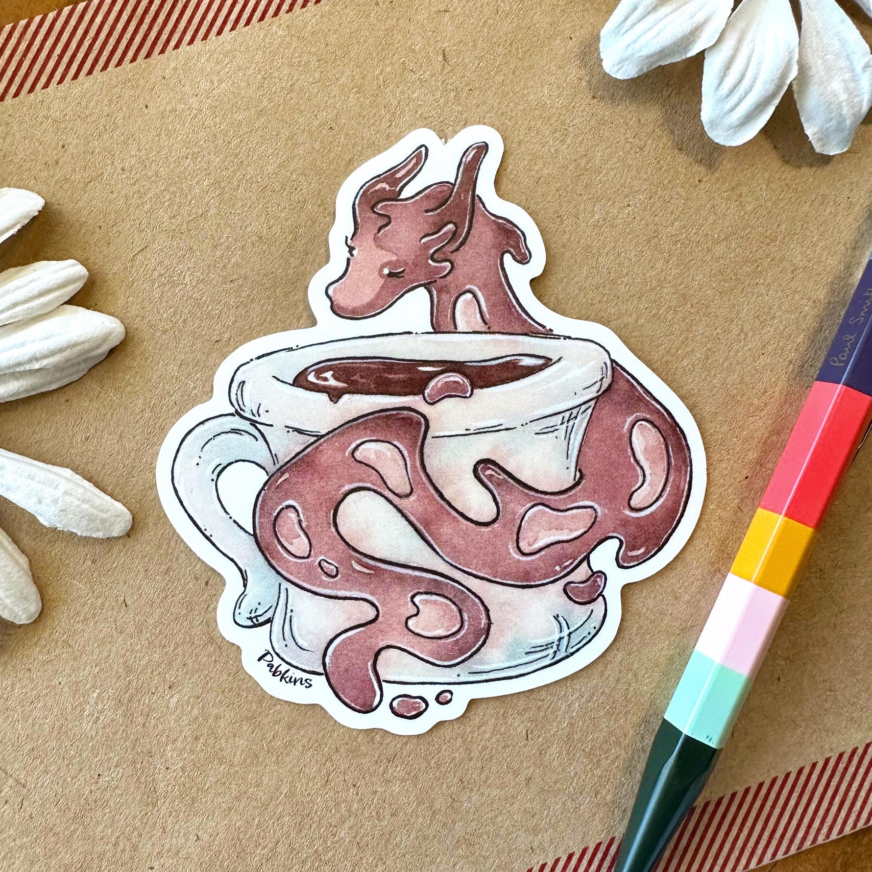 Coffee Dragon - vinyl sticker Front View