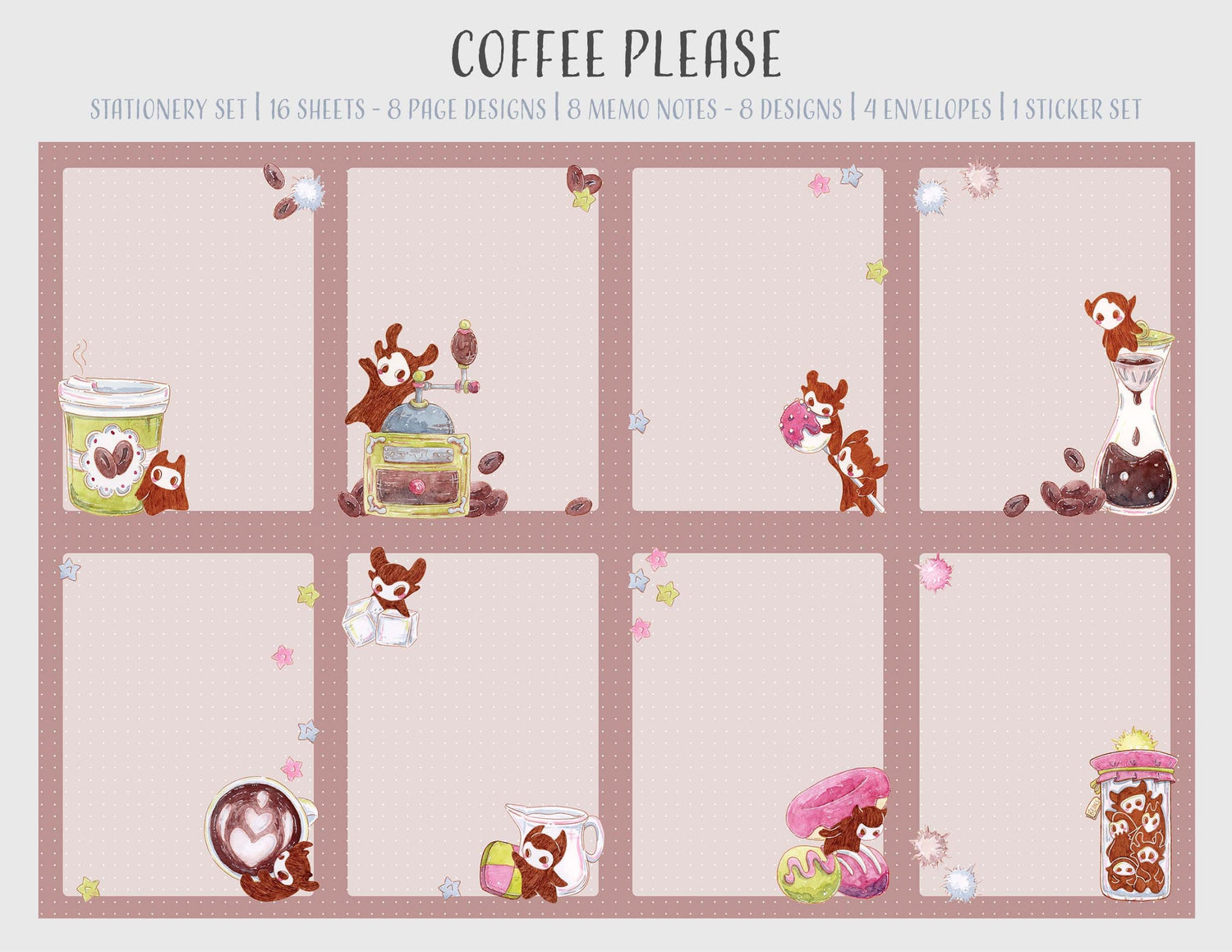 Coffee Please - Little Spirits - Stationery set Single