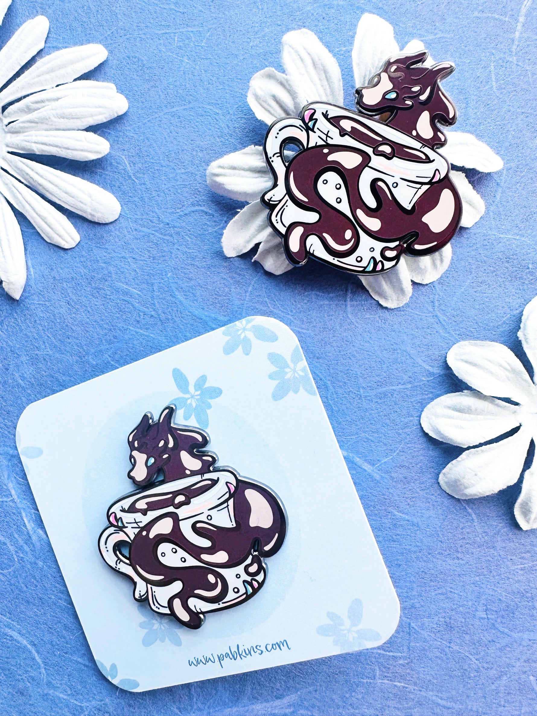 Coffee or Hot Cocoa Dragon - hard enamel pin alt view