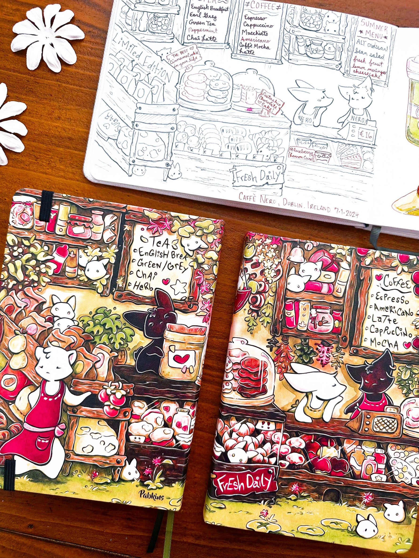 Creature Café & Bakery - Hardcover Sketchbook Front and Back