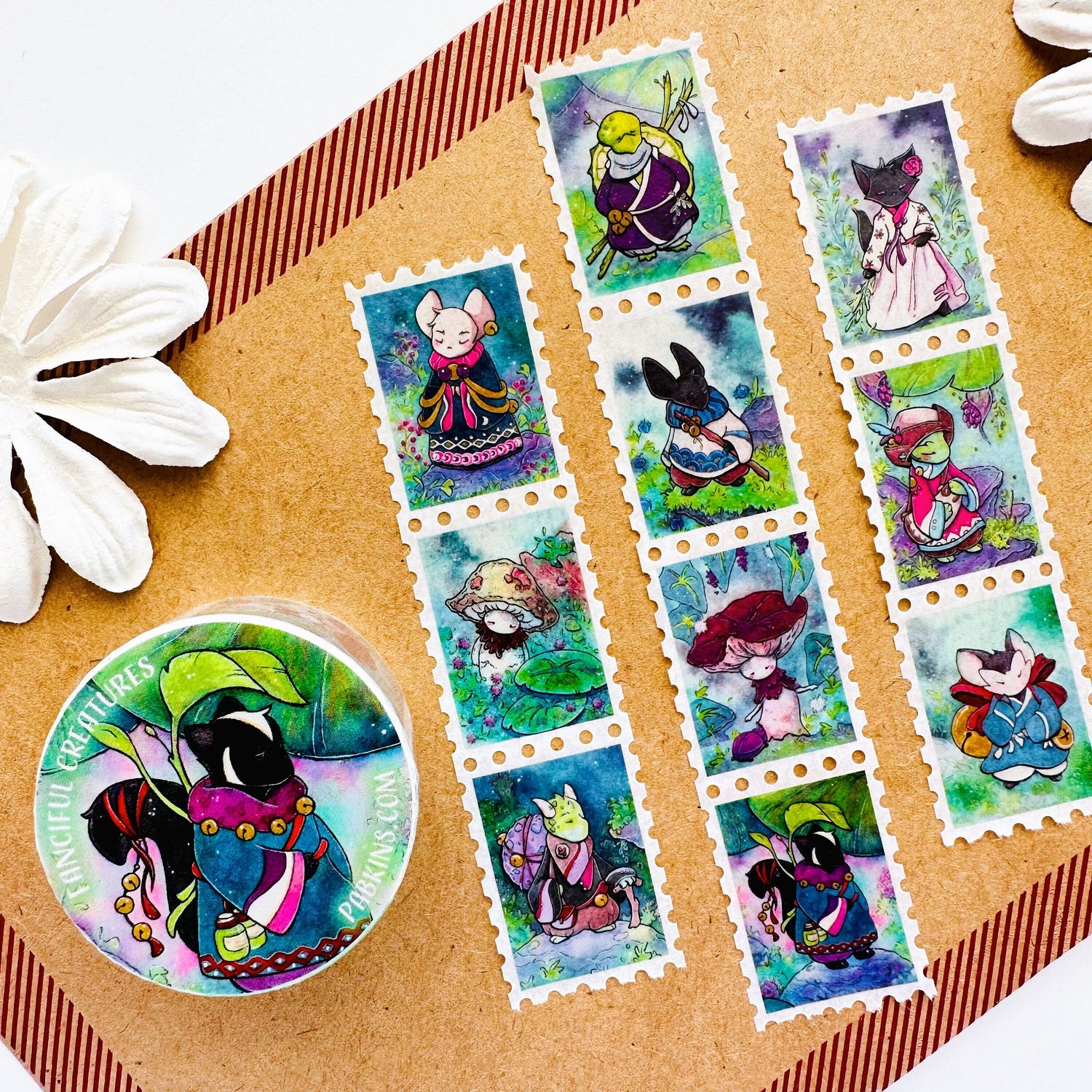 Fanciful Creatures - Stamp Style Washi Tape Front View