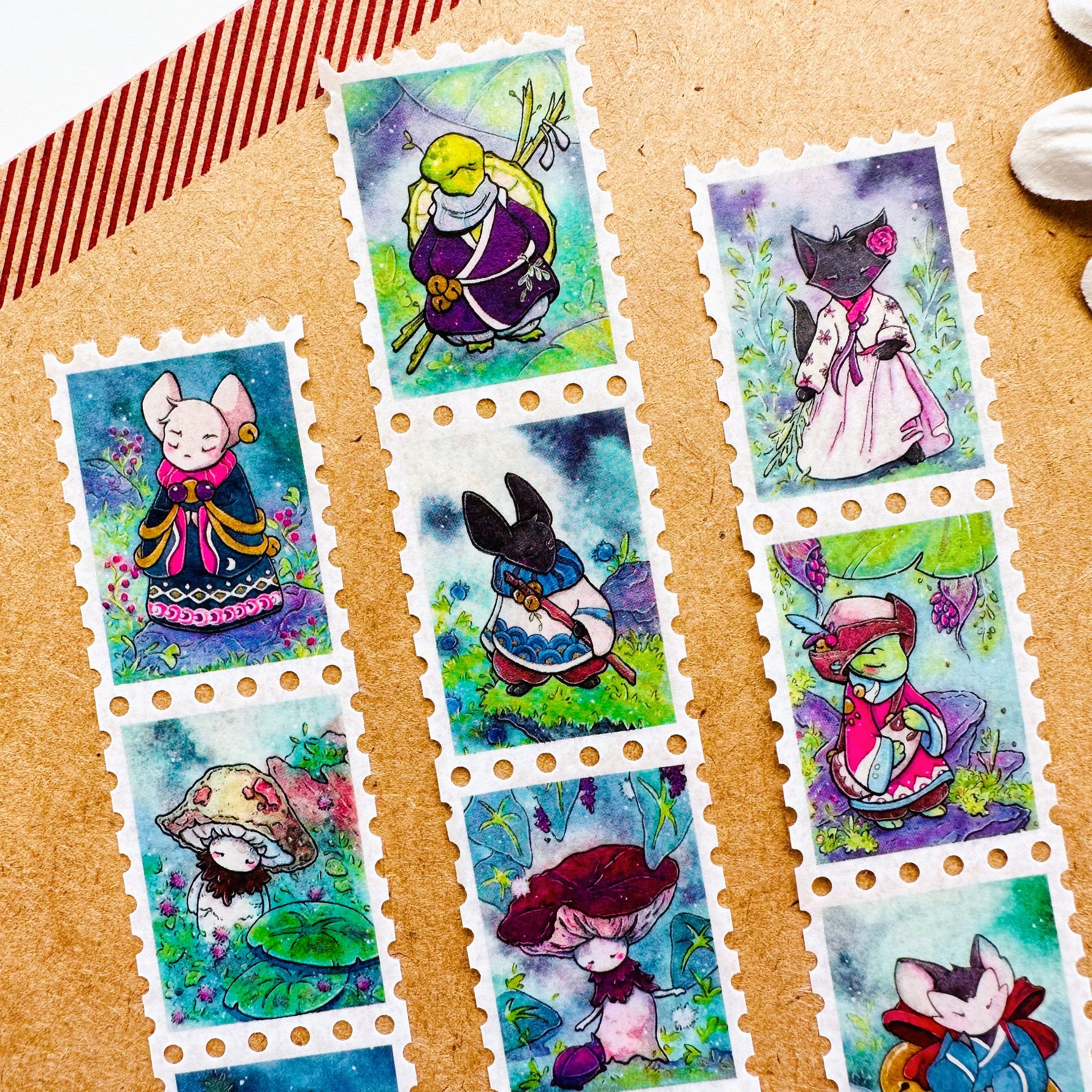 Fanciful Creatures - Stamp Style Washi Tape Front View Alt View