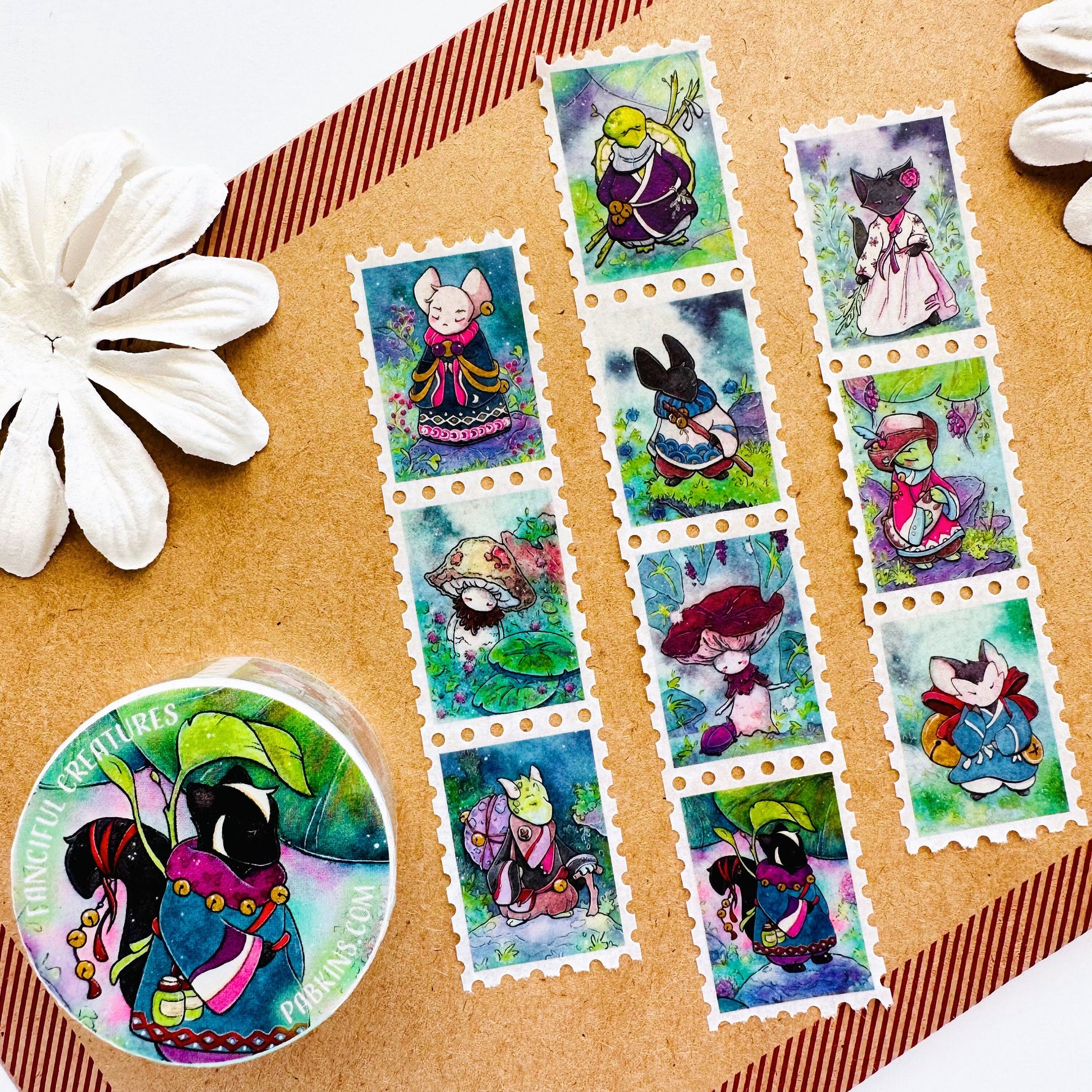 Fanciful Creatures - Stamp Style Washi Tape Front View Alt View 4