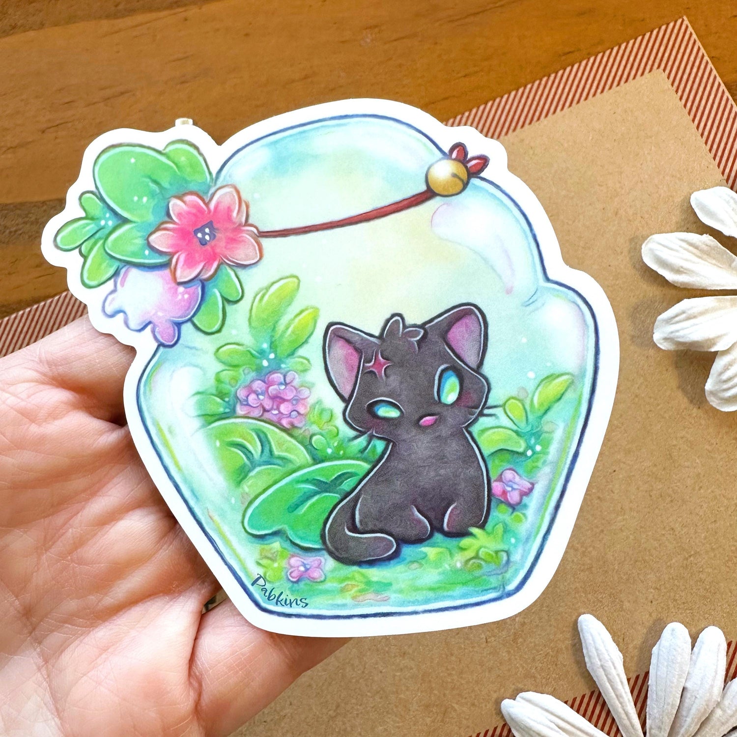Kitten Terrarium - vinyl sticker alt view