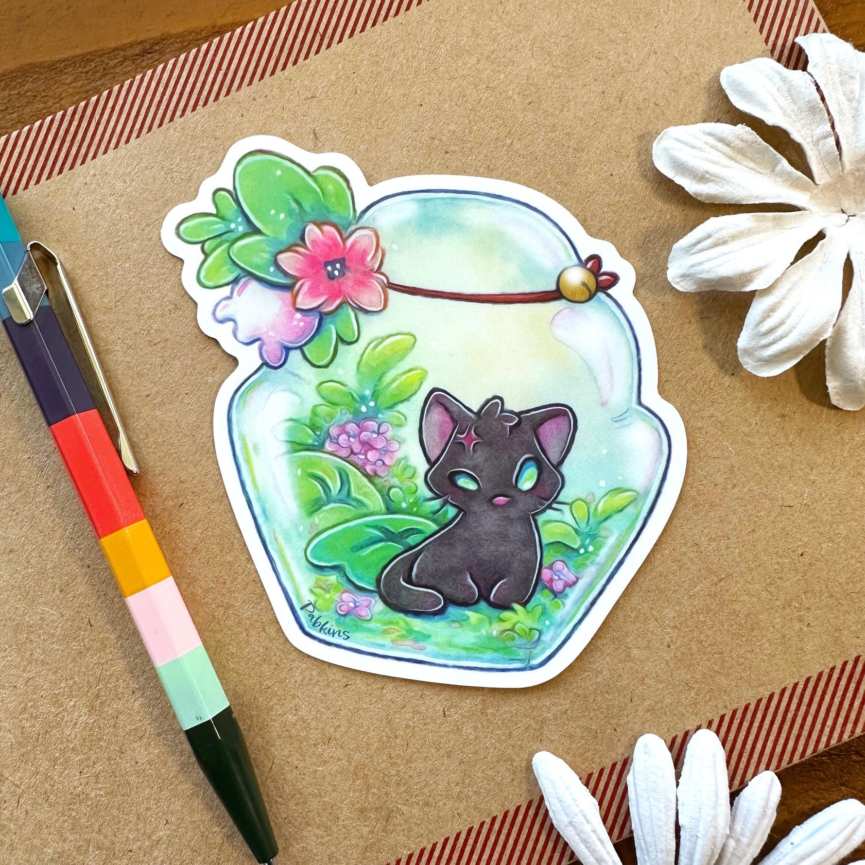 Kitten Terrarium - vinyl sticker front view