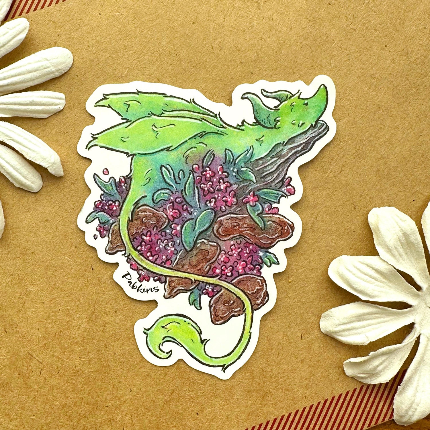 Lazy Dragon - vinyl sticker Front View