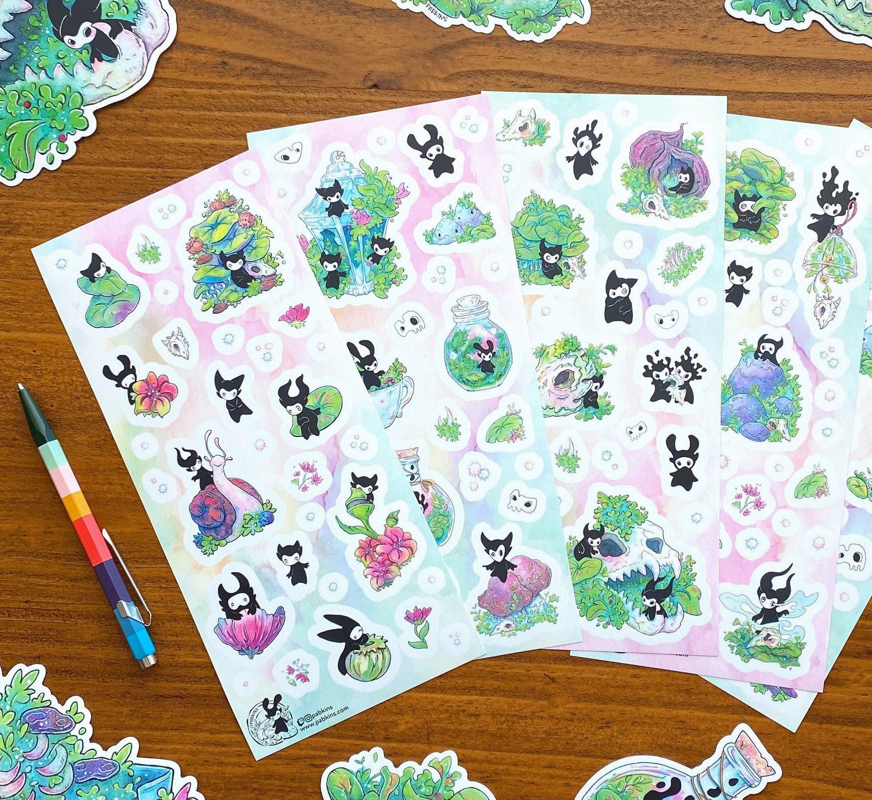 Little Spirits - 5 Sheet designs - vinyl sticker sheet full view