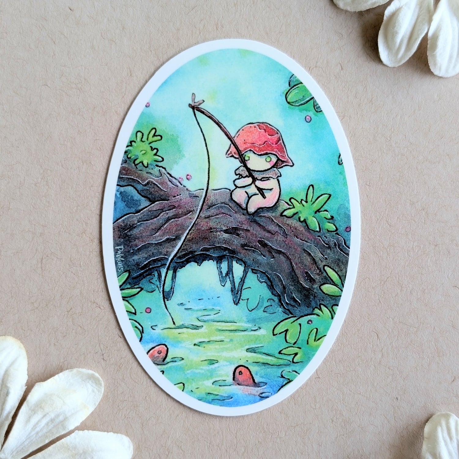 Mushi Gone Fishing - Vinyl Sticker
