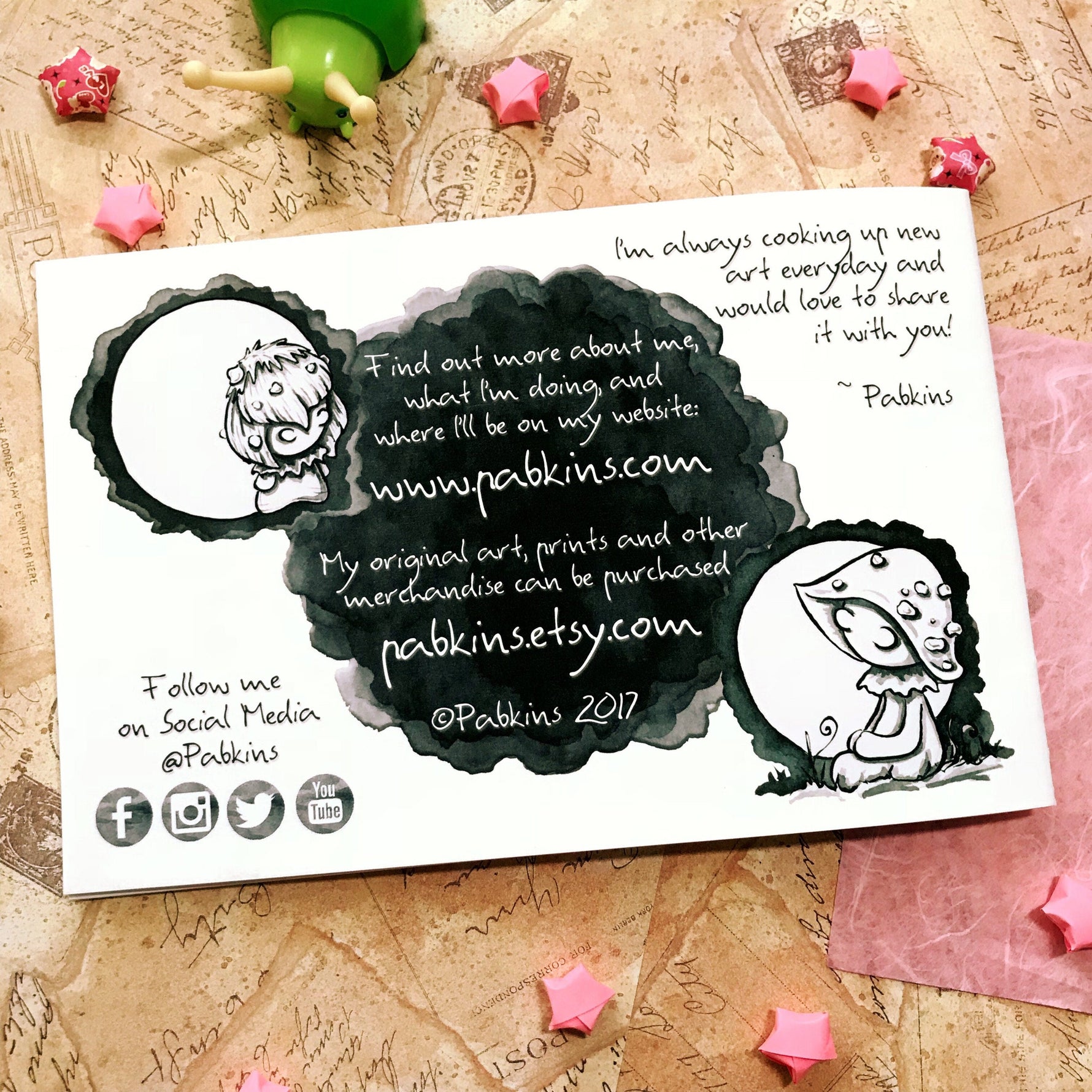 Mushi Adventures by Pabkins - Inktober 2017 Art Book zine Back
