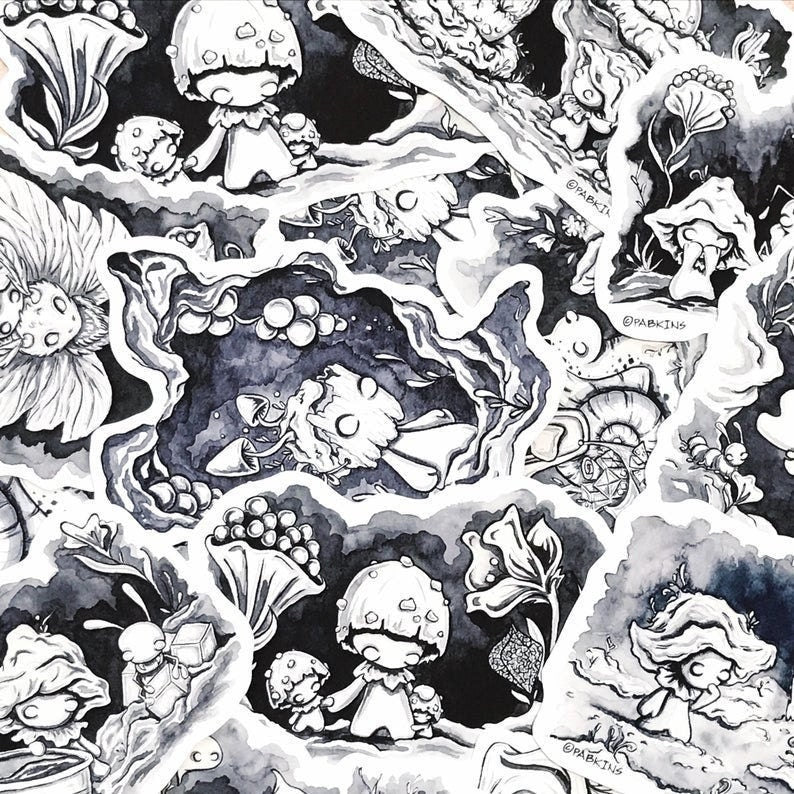Mushi Adventures by Pabkins - Inktober 2017 Art Book zine Closeup