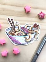 Octopus Ramen Bowl - Vinyl Sticker Front View