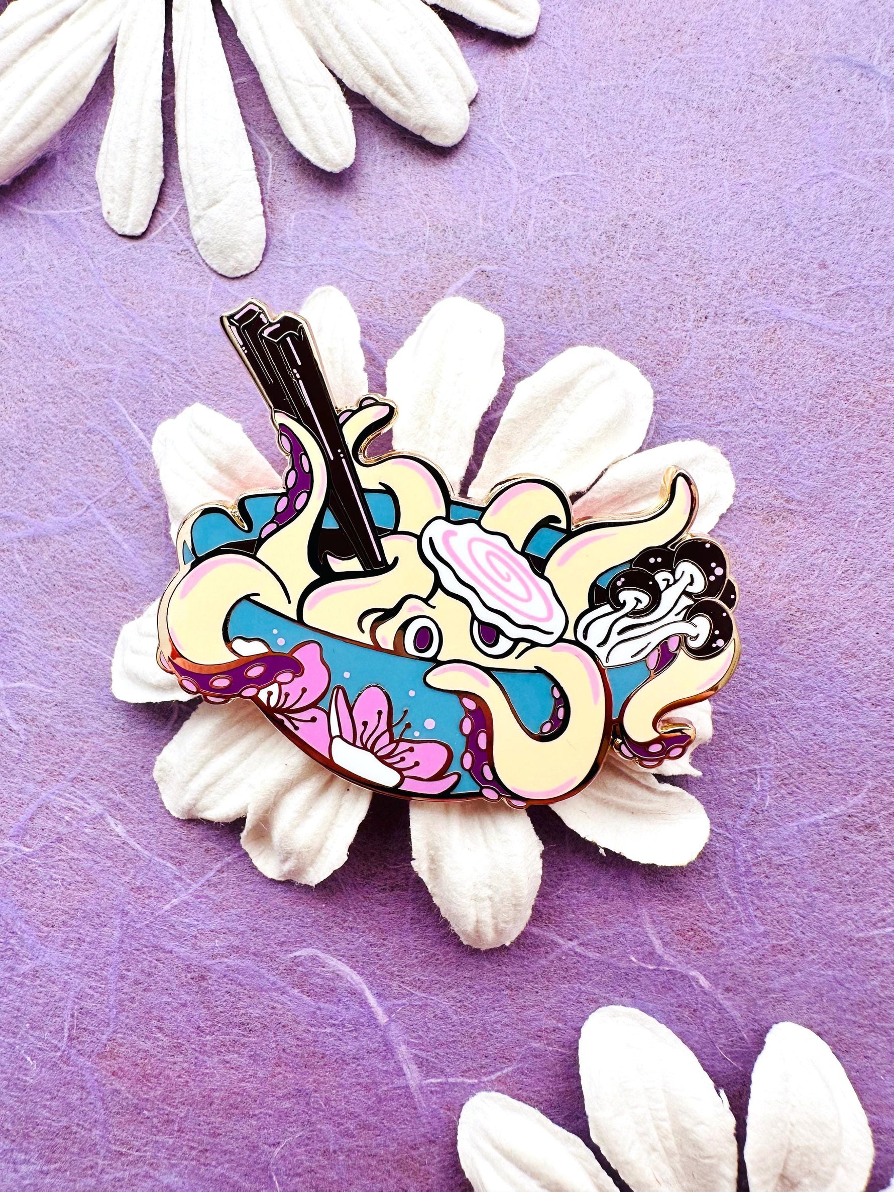 Octopus Ramen Bowl - hard enamel pin Alt View