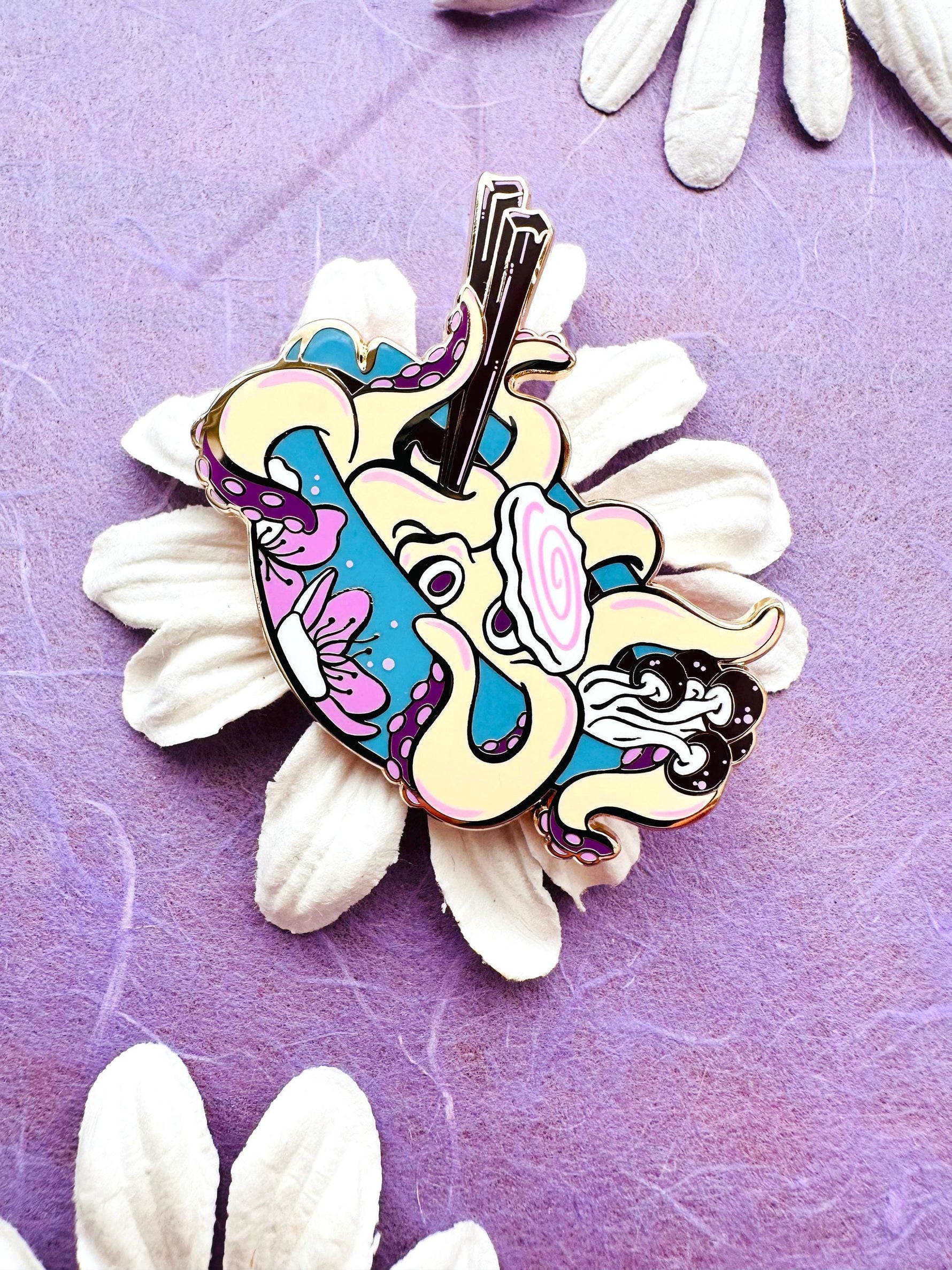 Octopus Ramen Bowl - hard enamel pin Alt View 2