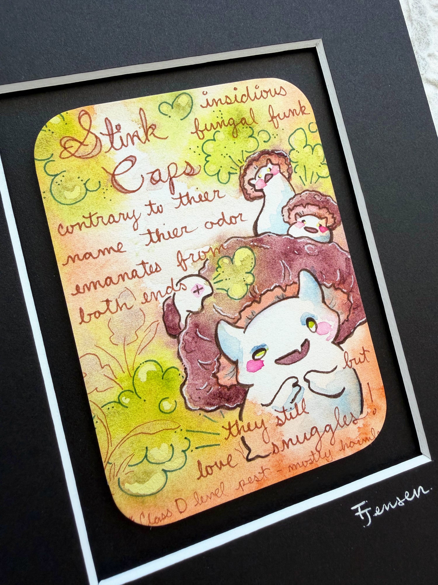 Original Watercolor Painting - Fantasy Field Guide, Stink Caps Side View 2