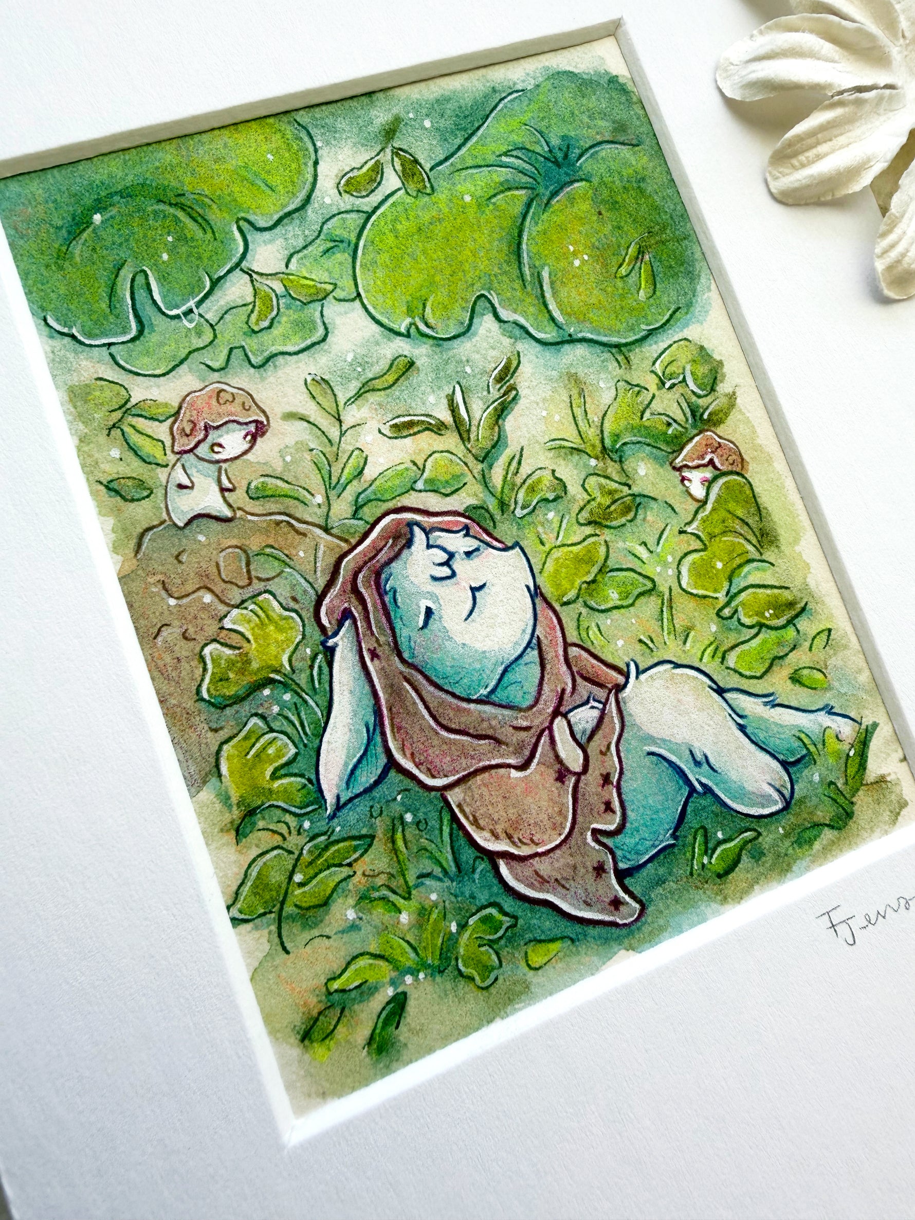 Original Watercolor Painting - Watching while you're sleeping Side View