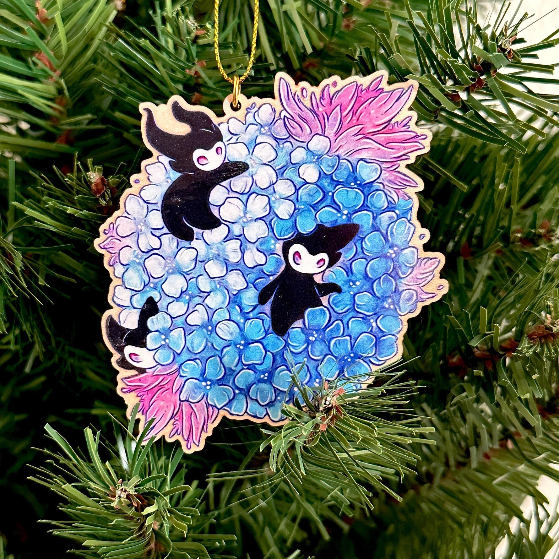 Playful Hydrangea Spirits - Ornament Front View