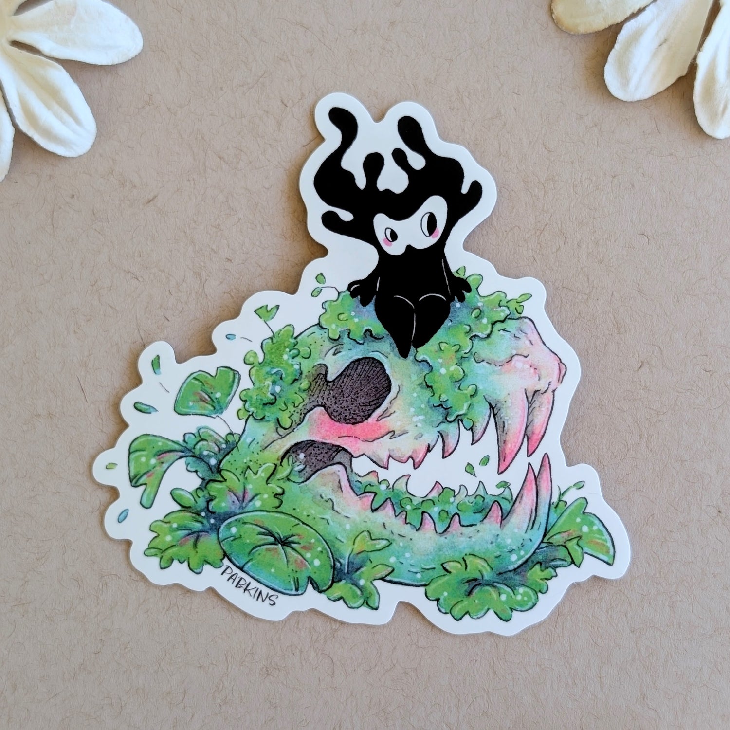 Skull Sitting Spirit - Vinyl Sticker