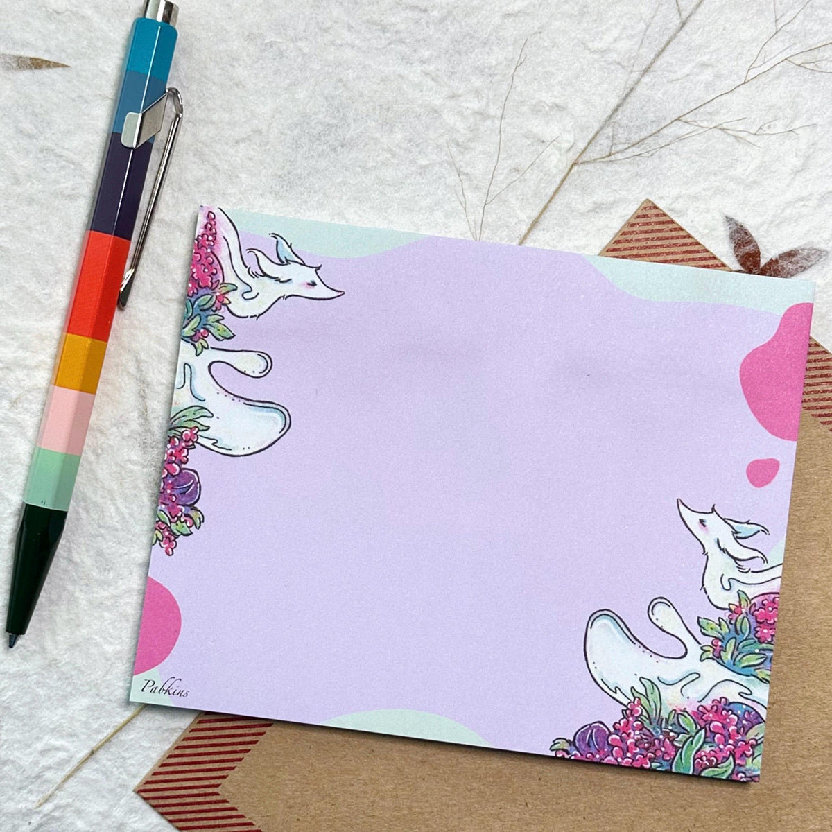 Smoke Fox - sticky notepad Front View