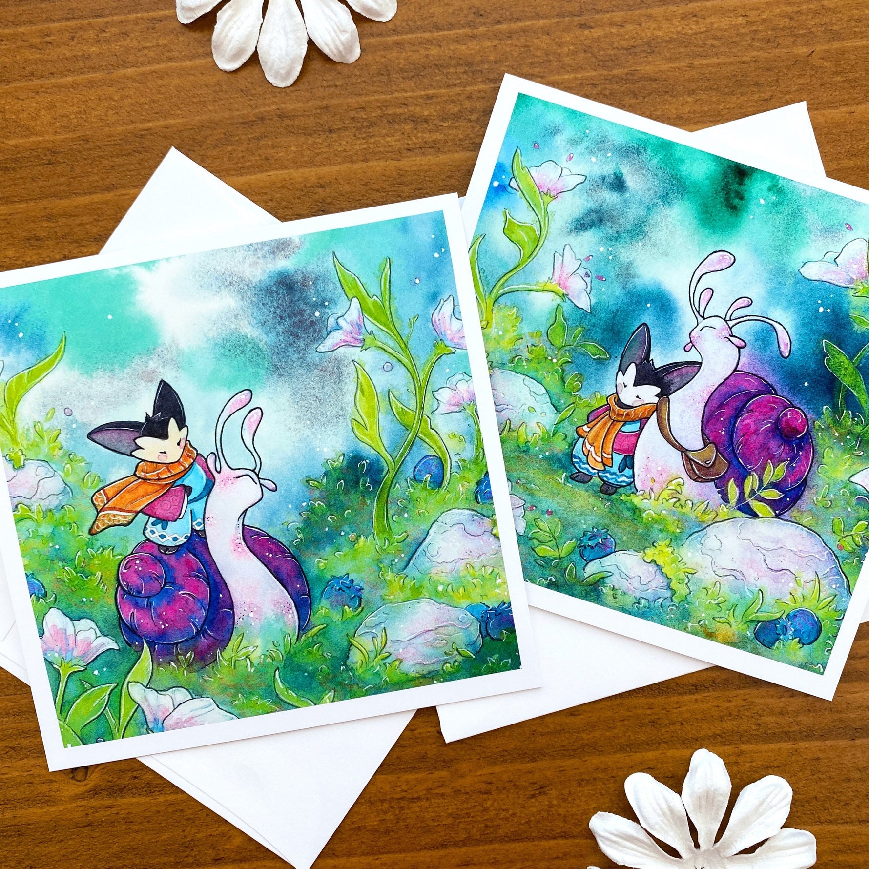 Snail Rider Mouse - blank greeting card Double View