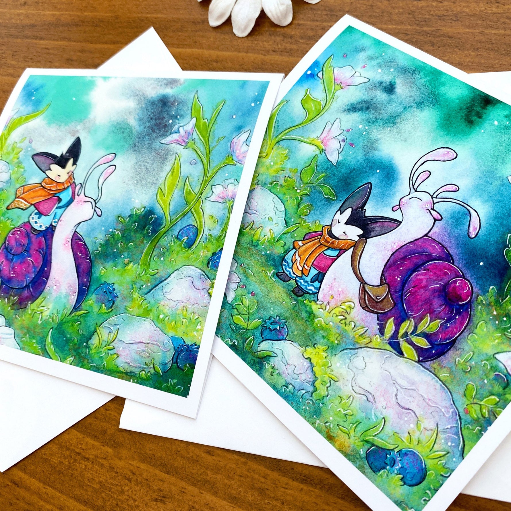 Snail Rider Mouse - blank greeting card Double View 2