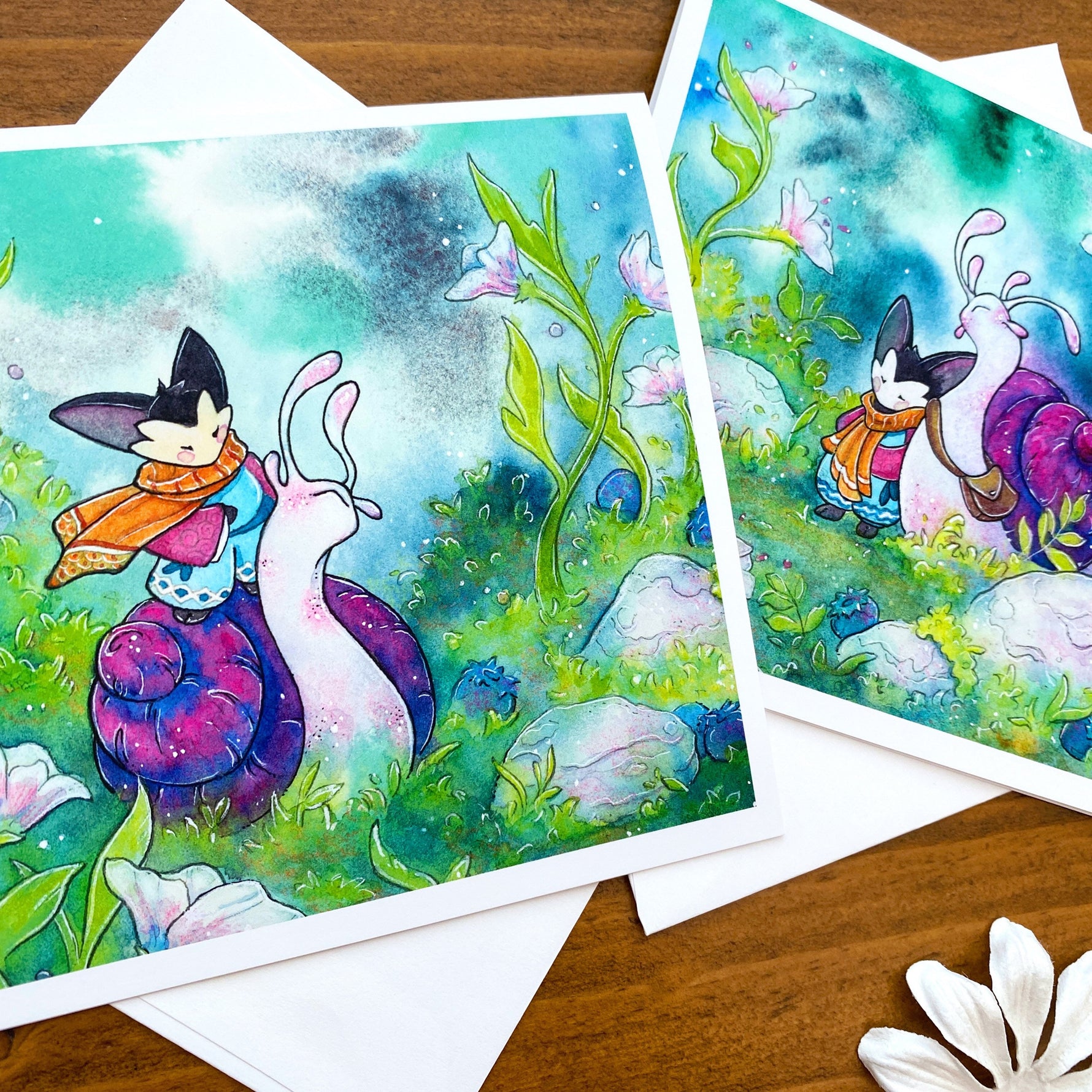 Snail Rider Mouse - blank greeting card Front View