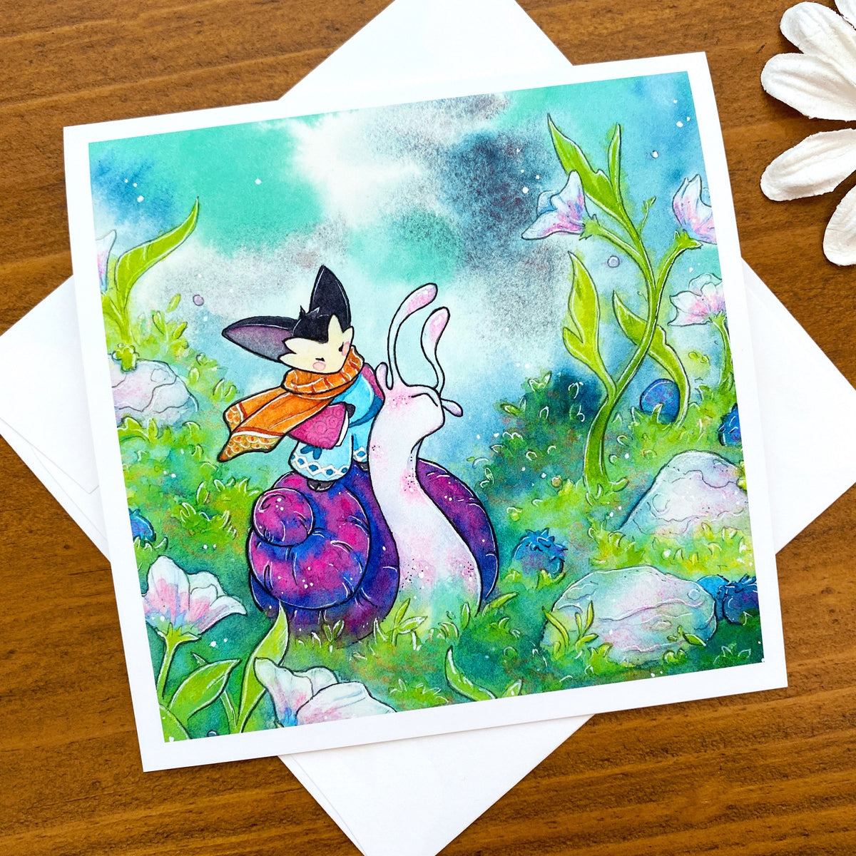 Snail Rider Mouse - blank greeting card Single View