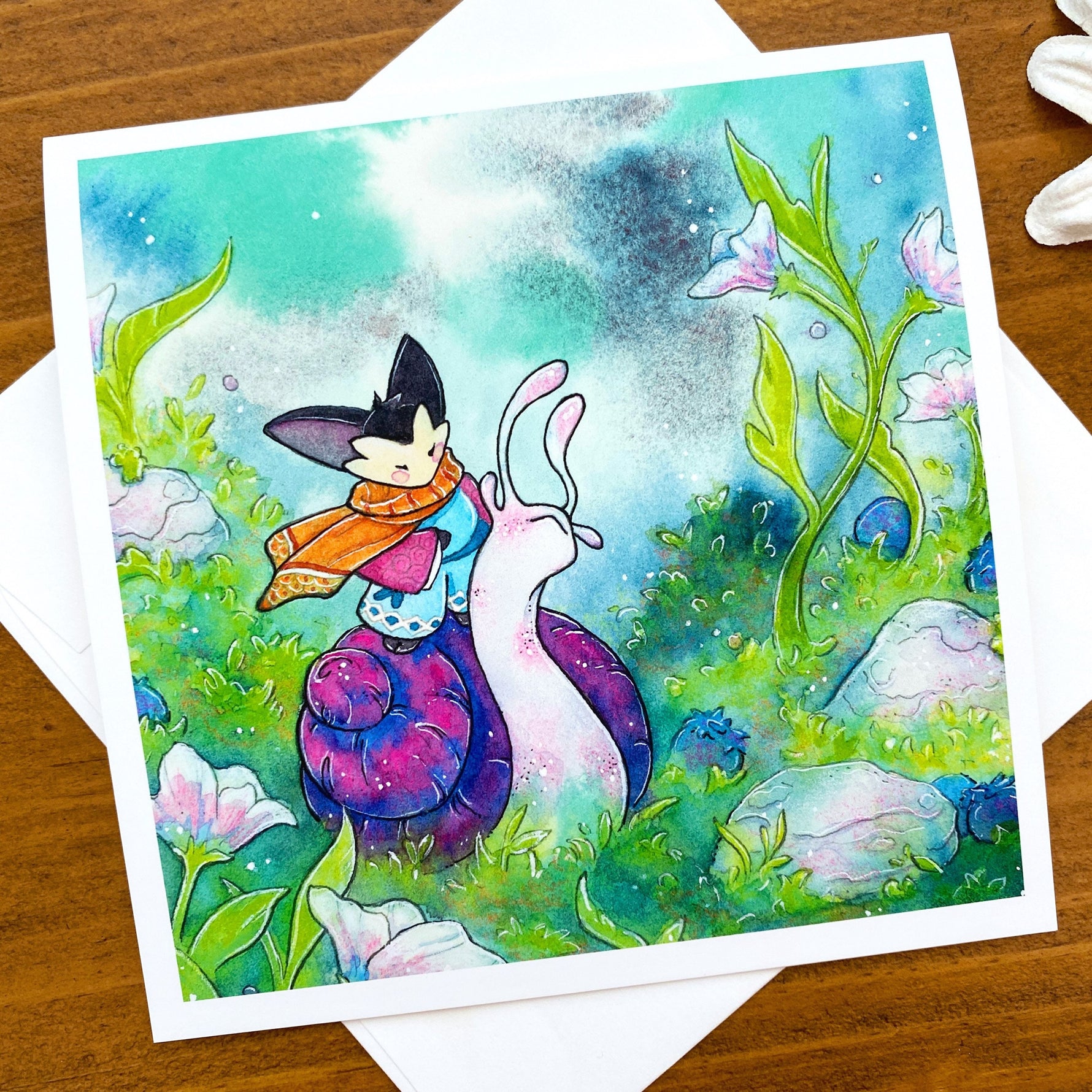 Snail Rider Mouse - blank greeting card Single View Alt