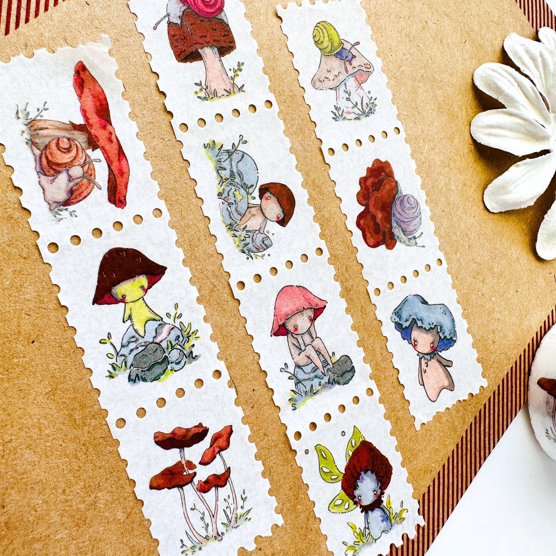 Snails & Mushi - Stamp Style Washi Tape Front