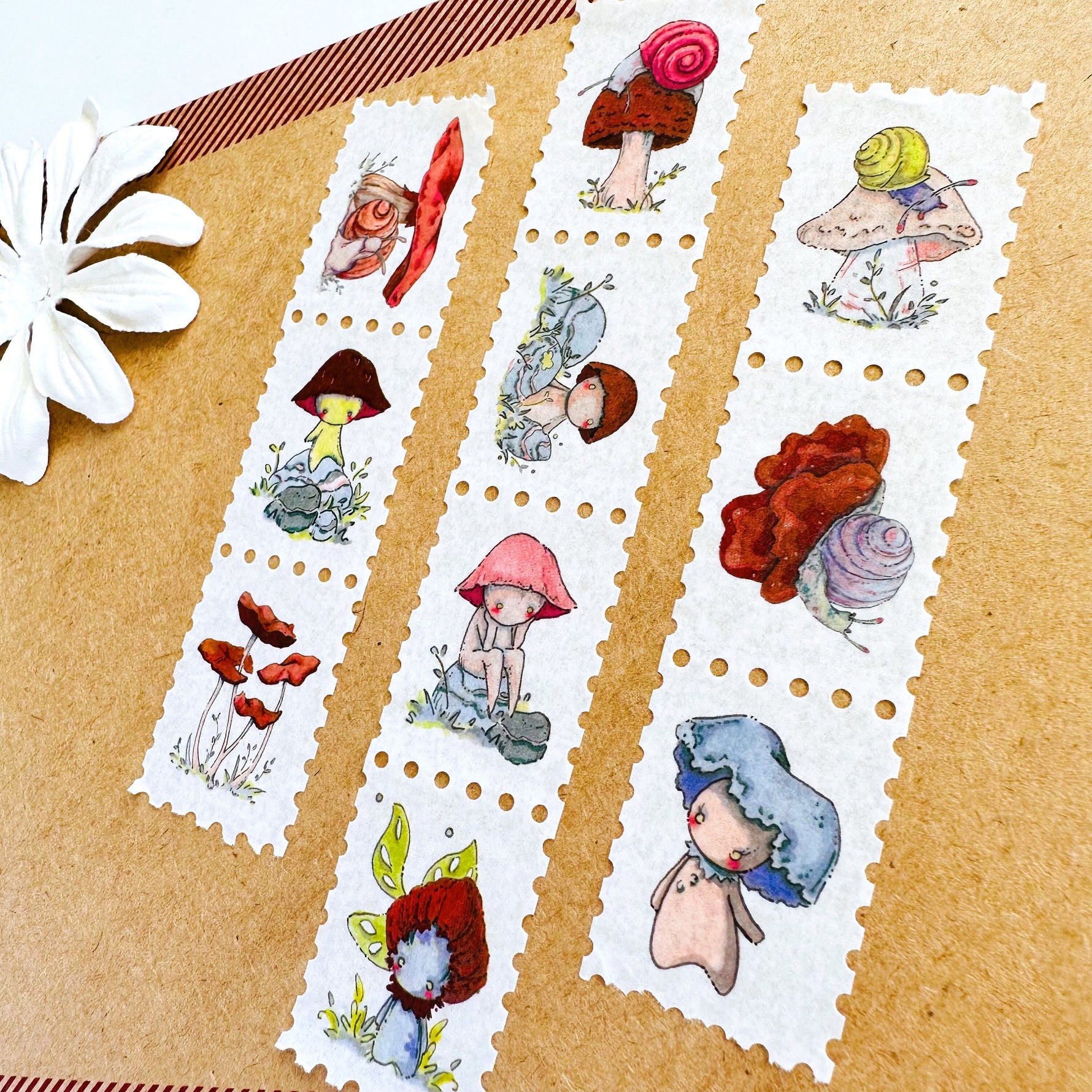 Snails & Mushi - Stamp Style Washi Tape Full View