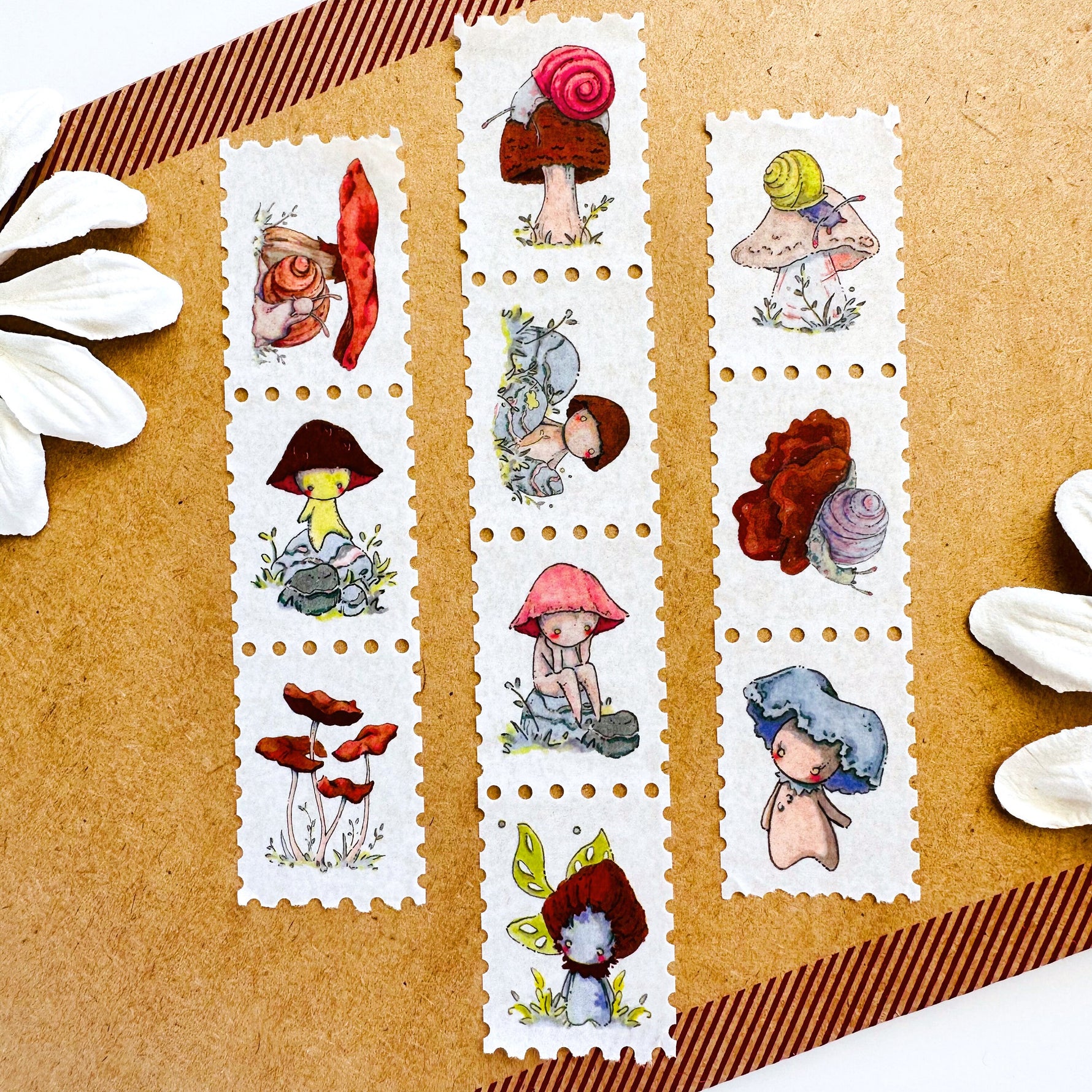 Snails & Mushi - Stamp Style Washi Tape Full View 2