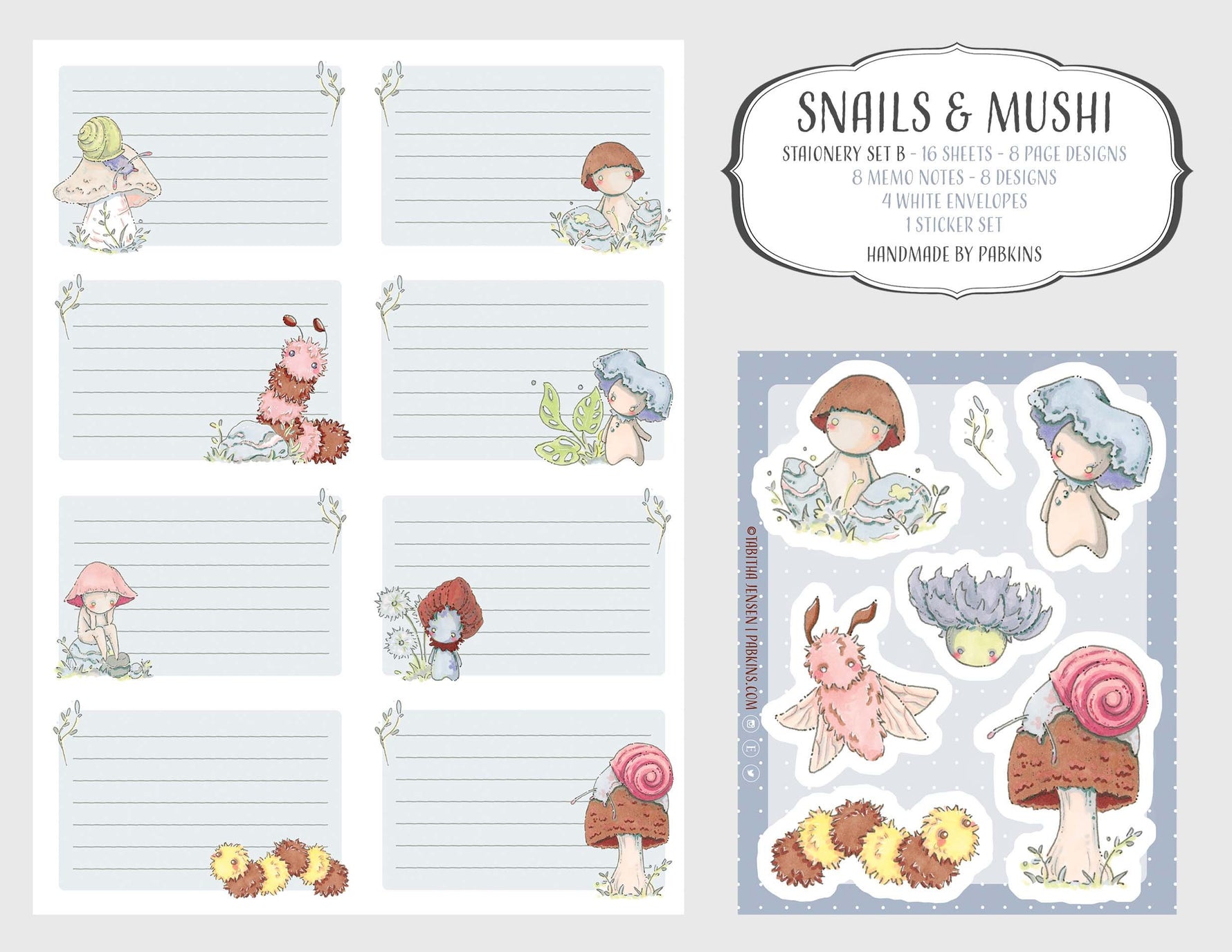 Snails and Mushi - Stationery set Single 2