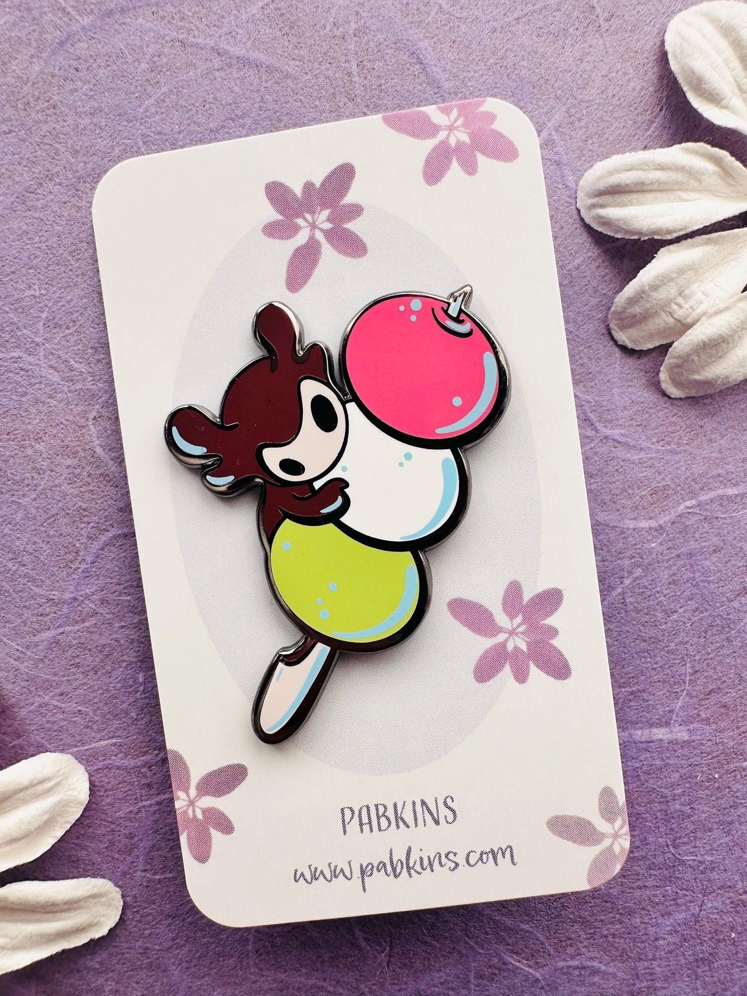 Spirit Dango, mochi - hard enamel pin front view