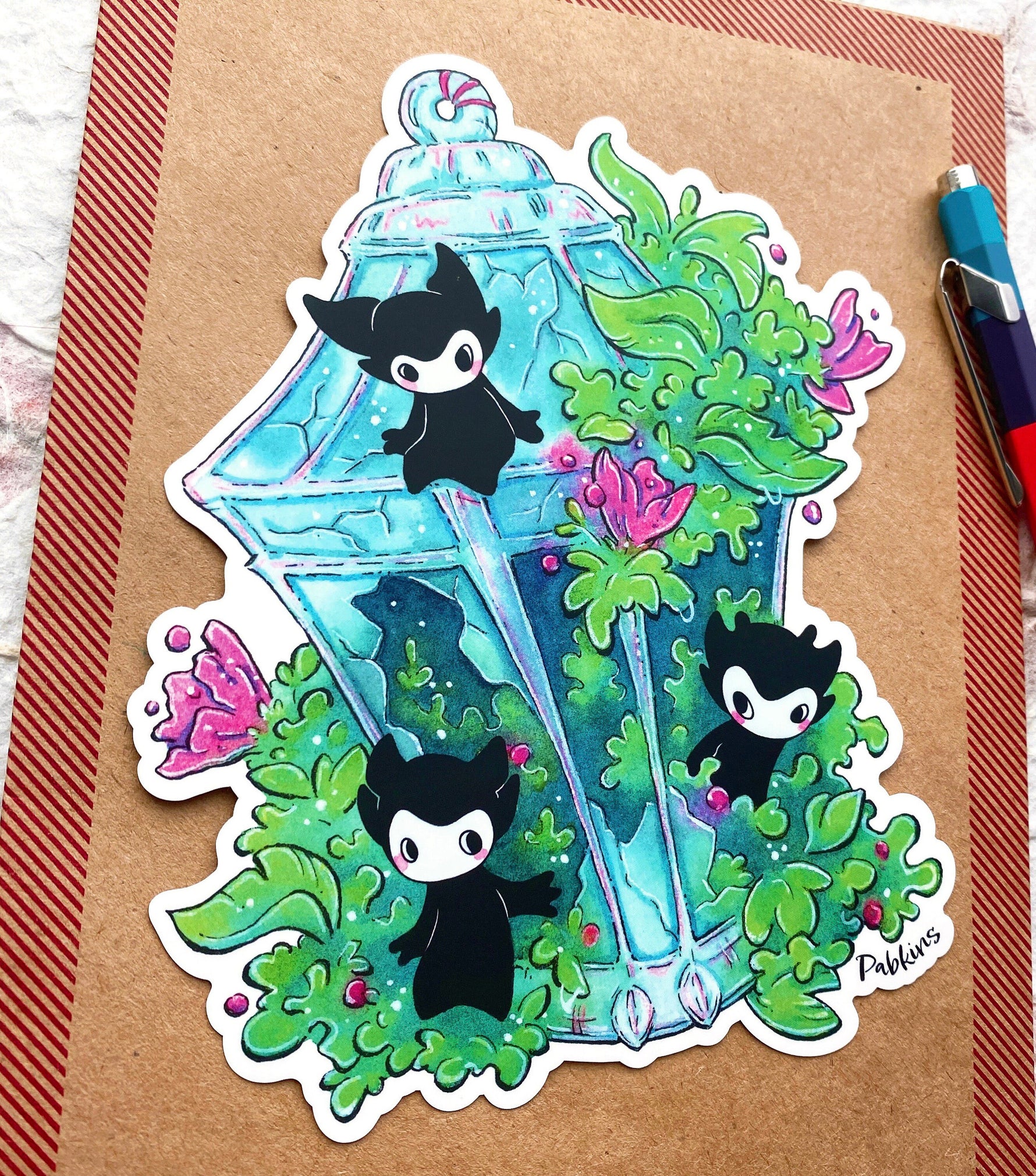 Spirit Lantern - fantasy creature large vinyl sticker Alt View 7