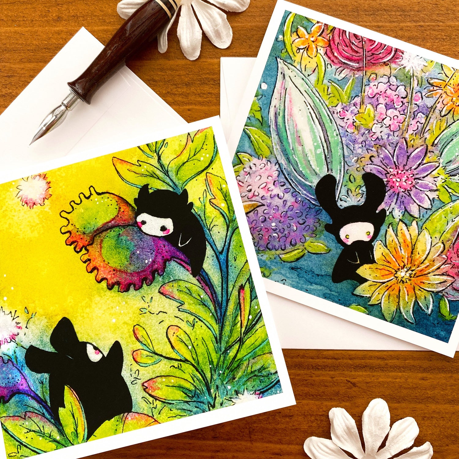Spirits Among the Flowers - blank greeting cards Front View